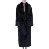 Ouzey Nerazzurri Autumn Winter Extra Long Elegant Luxury Chic Fluffy Thick Warm Hairy Shaggy Faux Tuscany Fur Coat Women Shawl Collar