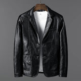 Ouzey 2024 Autumn/Winter Men's Korean Style Slim Fit Leather Jacket Casual Business Suit Jacket Fashionable Motorcycle Leather Clip