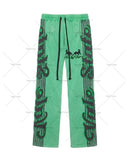 Ouzey dandys world Hip-hop street striped letter print oversized baggy pants for men 2025 new style simple and versatile fashion trendy sweatpants