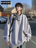 Ouzey American retro sweatshirt for men spring trendy brand handsome zipper design contrasting color splicing loose round neck jacket