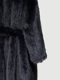 Ouzey Winter Long Oversized Black Thick Warm Soft Shaggy Fluffy Faux Fox Fur Coat Women Sashes Loose Casual Furry Overcoat