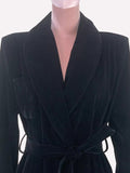 Ouzey Spring Black Long Soft Velvet Trench Coat for Women Shawl Collar Sashes Elegant Luxury Designer Clothes Overcoat