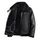 Ouzey 2024 New Men's Fleece-lined Thickened Leather Jacket Autumn/winter Style Sheep Fur Integrated Jacket Loose Fit