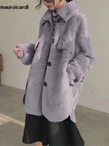 Ouzey Autumn Winter Oversized Thick Warm Soft Faux Fur Shirt Women Long Sleeve Loose Casual Soft Fluffy Jacket Coat 2025