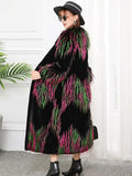 Ouzey Spring Winter Colorful Long Fluffy Patchwork Faux Fur Coat Women with Deep V Neck  Luxury Designer Emo Clothes 2025