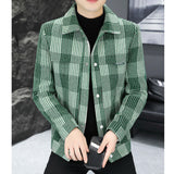 Ouzey 2024 Autumn and Winter New Polo Collar Plaid Vintage Upscale Cotton Thickened Coat Men's Casual Versatile Top Jacket M-4XL