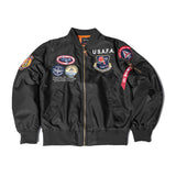 Ouzey 2024 Embroidered Military Patches vintage men thin clothes brands Top gun MA1 bomber flihgt jacket pilot coat windbreaker