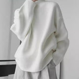 Ouzey 2024 White SweaterTrendy Loose-Fit Cool Niche Knitted TopAutumn/Winter New Design Sensibility Salt System Sweater Men