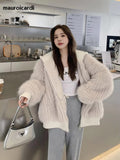 Ouzey Spring Winter Hairy Shaggy Soft Thick Warm Faux Fur Coat Women with Hood Fluffy Jacket Fake 2 Piece Clothes 2025