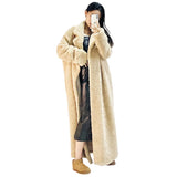 Ouzey Winter Long Soft Oversized Khaki Thick Warm Fluffy Fuzzy Faux Fur Coat Women Sashes Loose Casual Korean Fashion 2025