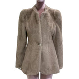 Ouzey Winter Elegant Luxury Short Fitted Thick Warm Soft Skirted Faux Mink Fur Coat Jacket Women with Long Puff Sleeve