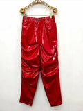 Ouzey Spring Colored Loose Shiny Reflective Patent Faux Leather Harem Pants Men Luxury Designer Y2K Clothes Trousers 2025