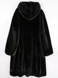 Ouzey Winter Elegant Long Black Thick Warm Fluffy Faux Mink Fur Coat Women with Hood Plus Size Fluffy Jacket 5xl 6xl 7xl