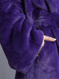 Ouzey Winter Long Oversized Purple Warm Thick Fluffy  Faux Fur Coat Women Sashes Bat Sleeved Loose Casual Furry Overcoat