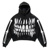 Ouzey Skull American style outer sweatshirt autumn and winter men and women printed loose casual new long-sleeved hooded sweatshirt