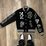 Ouzey dandys world American Gothic Hip Hop Motorcycle Leather Jacket Men's Y2K New Harajuku retro punk casual Joker fashion winter coat street wear