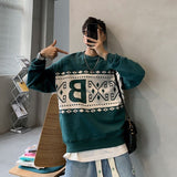 Ouzey Men's spring and autumn new style design stitching contrasting loose pullover men's sweatshirt trend men clothing y2k tops emo