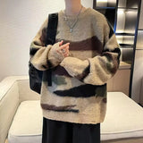 Ouzey 2024 New Vintage Winter Angora Sweater For Men Trendy Niche Knit Jacket Crew Neck Style American Feel Free Time Fashion