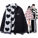 Ouzey dandys world Autumn and Winter Love Lamb Plush Jacket Men High Street Trend Niche Couple Stand Collar Jacket Y2K Baggy Retro Jacket Women