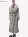 Ouzey Winter Long Fluffy Thick Warm Soft Hairy Faux Tuscany Fur Coat Women Shawl Collar Elegant Luxury Designer Clothes