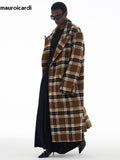 Ouzey Autumn Winter Oversized Long Thick Warm Colorful Plaid Wool & Blends Coat Men Loose Runway European Fashion 2025