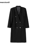 Ouzey Autumn Winter Long Loose Luxury Warm Soft Black Woolen Trench Coat Men Double Breasted Cool European Overcoat 2025