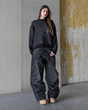 Ouzey dandys world Streetwear 90S Retro Hip Op Flame Embroidery Loose High Waisted Men Jeans Female Y2K New Harajuku Gothic joker Wide Leg Pants