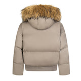 Ouzey Winter couple style parkour clothing trendy solid color American mountain carving thick warm big fur collar cotton jacket