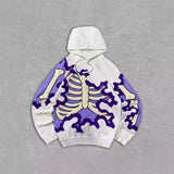 Ouzey Halloween Spring and Autumn Skeleton Skull Figure 3D Printed Sweater Niche Casual Couple Thin Pullover Hoodie Men Clothing