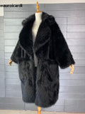 Ouzey Winter Long Black Oversized Shaggy Warm Fluffy Faux Fur Coat Women Pockets Loose Casual Luxury Korean Fashion 2025