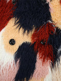 Ouzey Winter Long Colorful Multicolored Oversized Hairy Shaggy Thick Warm Faux Fur Coat Women Bat Sleeved Fur Overcoat