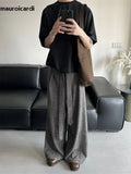 Ouzey Spring Long Grey Flowy Baggy Wide Leg Pants for Mens Sashes Clothing Loose Casual Soft Korean Fashion Trousers 2025