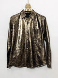 Ouzey Spring Autumn Cool Sexy Fitted Shiny Stretchy Colorful Snake Print Faux Leather Shirt Jacket Men Emo Clothes 2025