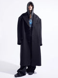 Ouzey Autumn Winter Cool Oversized Long Warm Black Woolen Coat Men Luxury Designer Clothes Wool Blends Overcoat 2025