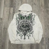 Ouzey 90s Streetwear Punk Goth Oversized Print Hoodies Women Men Streetwear Zip Up Hoodie Y2k Long Sleeve Hooded Sweatshirt Loose Retro Coats Tops