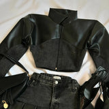 Ouzey Y2K Two Piece Sets Womens Outfits Harajuku Lapel Zipper Jacket Gothic Sexy Pleated Skirt Fashion Black Brown Splicing Skirt Suit