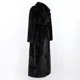 Ouzey Nerazzurri Autumn Winter Extra Long Purple Thick Warm Faux Rex Rabbit Fur Coat Women Floor Length Luxury Elegant Fluffy Overcoat