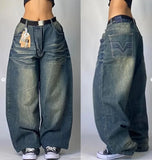 Ouzey dandys world Y2K New American Hip-hop Retro Loose Jeans Women's Tide Harajuku High Waist Wide leg Pants Gothic Wide Pants Street Pants Male