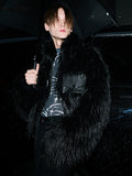 Ouzey Winter Cool Handsome Black Thick Warm Soft Patchwork Faux Fur Coat Men Luxury Designer Clothing Fluffy Jacket 2025