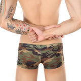 Ouzey Men's  Underwear Camouflage Boxer Shorts Raised Penis Pocket Low Waist Boxer shorts Breathable Soft Pants Briefs