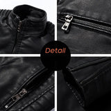 Ouzey 2024 Spring Men's Leather Jacket Stand Collar Slim Fit Korean Style Motorcycle Jacket Youthful Faux Leather Coat