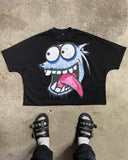 Ouzey 90s Streetwear American hip hop street cartoon printed short sleeve T-shirt Men y2k Harajuku fashion summer casual loose couple shirt