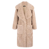 Ouzey Autumn Winter Long Oversized Thick Warm Fluffy Khaki Faux Fur Coat Women Pockets Loose Casual Korean Fashion 2025