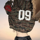 Ouzey 90s Streetwear American retro doubles layer hat camouflage hoodie women velvet new loose couples cardigan goth oversized jackets y2k coat women