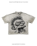 Ouzey 90s Streetwear Summer New Pure Cotton Cartoon Lips Printed Pattern T Shirt Hip Hop Anime Loose Fashion Couple Round Neck Y2K Street Leisure Top