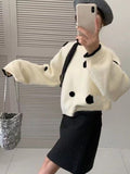 Ouzey Three-dimensional sweater polka dot 2025 round neck new retro autumn and winter loose pullover sweater top lazy men clothing