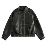 Ouzey Spring Autumn Cool Handsome Oversized Black Pu Leather Jacket Men Zipper Long Sleeve Luxury Designer Clothes 2025