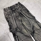 Ouzey dandys world Retro Punk Function Wind Multi-Pocket Washed Loose Jeans Y2K New Harajuku Hip Hop Gothic High Street Boy Joker Wide-Leg Pants