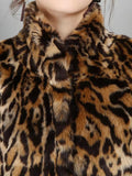 Ouzey Winter Long Colorful Leopard Print Warm Fluffy Faux Fur Coat Women Stand Collar Raglan Sleeve European Fashion 2025