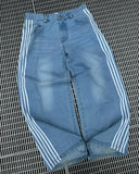 Ouzey 2025 American Embroidered Striped Casual Pants Trousers Hip Hop Street Casual Wide Leg Jeans New Y2K Jeans Loose High Quality